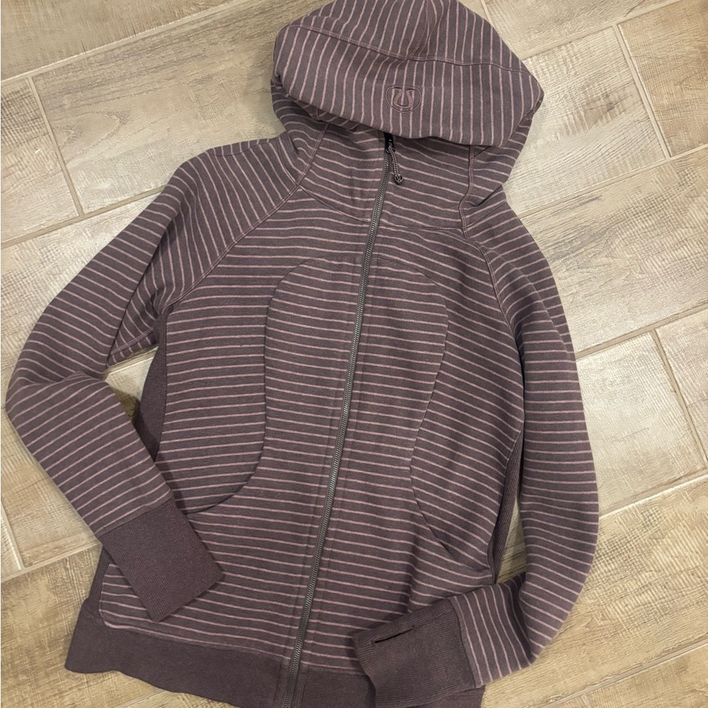 Lululemon scuba striped mauve plum sweater jacket